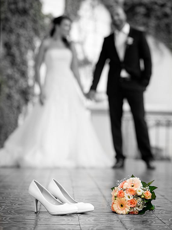 Wedding Shoes and bridal bouquet