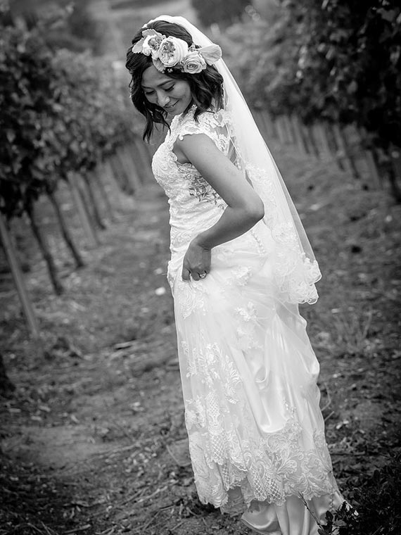 Bride at a vinery in Temecula
